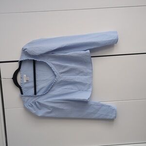 Topshop light blue prairie satin top